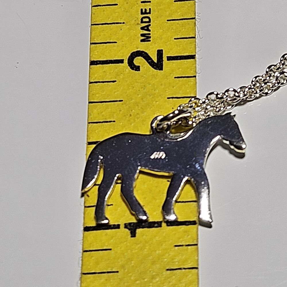 Horse Charm Pendant Silver Tone Pony Colt Equine Traits Confident Lovable 18" - Picture 9 of 14